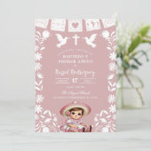 Blush Pink Cielito Lindo Bautizo y Primer Anito Kaart (Staand voorkant)