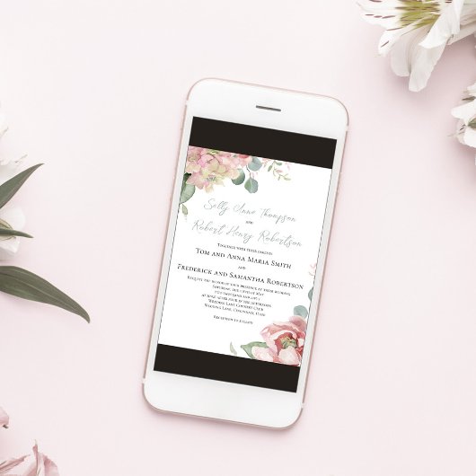 Blush Pink Classic Floral Wedding Kaart