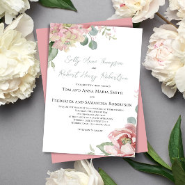 Blush Pink Classic Floral Wedding Kaart