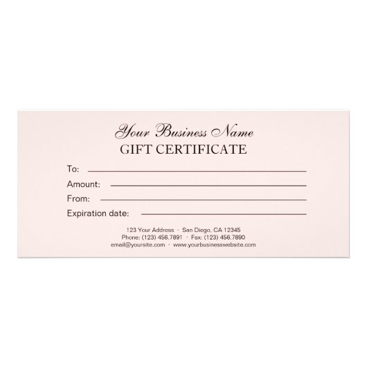 Blush Pink Classic Generic Plain Gift Certificate Reclamekaart (Voorkant)