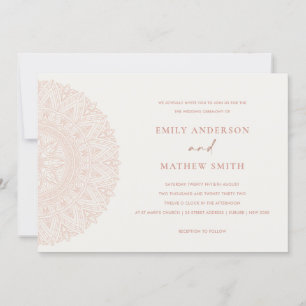 Blush Pink Classic  Mandala Wedding Invite Bedankkaart