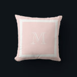Blush Pink Classic Monogram Sierkussen<br><div class="desc">Een traditioneel monogram met bewerkbare achtergrondkleur en rand</div>
