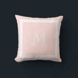Blush Pink Classic Monogram Sierkussen<br><div class="desc">Een traditioneel monogram met bewerkbare achtergrondkleur en rand</div>