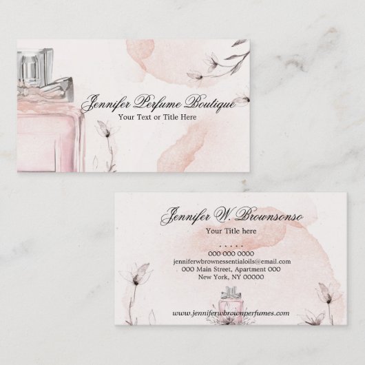 Blush Pink Classy Perfume Essential Oils Visitekaartje (Voorkant / Achterkant)