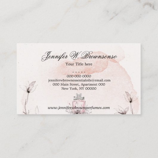 Blush Pink Classy Perfume Essential Oils Visitekaartje (Achterkant)