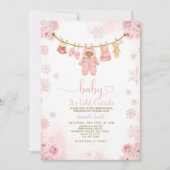 Blush Pink Clothesline Cold Outside Baby Shower Kaart (Voorkant)