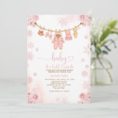Blush Pink Clothesline Cold Outside Baby Shower Kaart (Staand voorkant)