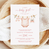 Blush Pink Clothesline Girl Baby shower Kaart