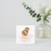 Blush Pink Cloud Gold Speckles Salon Updo Vierkante Visitekaartje (Staand voorkant)