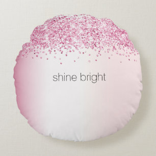 Blush Pink Confetti Sparkle-keramiek Rond Kussen