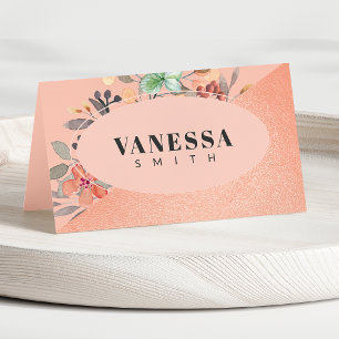 Blush Pink Copper Waterverf Floral Chic Wedding Plaatskaartje