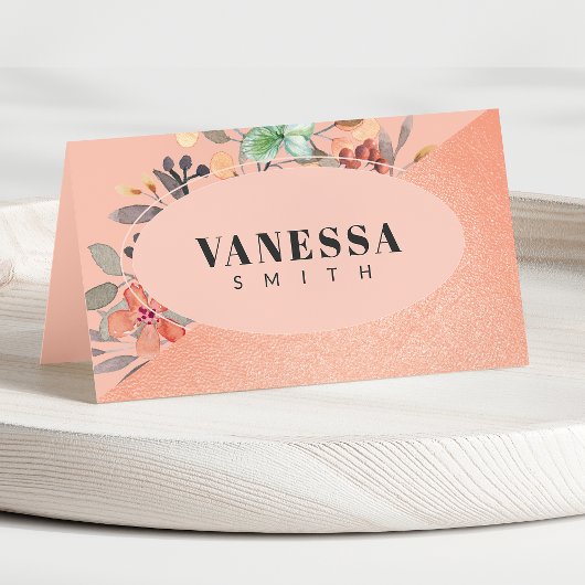 Blush Pink Copper Waterverf Floral Chic Wedding Plaatskaartje