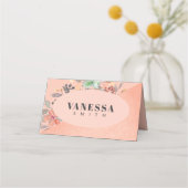 Blush Pink Copper Waterverf Floral Chic Wedding Plaatskaartje (Voorkant)