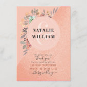 Blush Pink Copper Waterverf Floral Glam Wedding Bedankkaart (Voorkant)