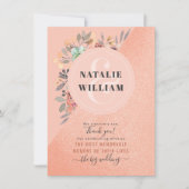 Blush Pink Copper Waterverf Floral Glam Wedding Bedankkaart (Voorkant)