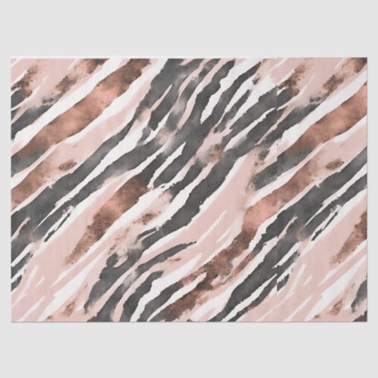 Blush Pink Copper Zebra Stripe Tissuepapier (Voorkant)