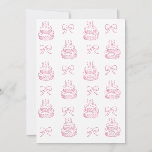 Blush Pink Coquette Bow 1st Birthday Cake Kaart (Achterkant)