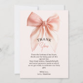 Blush Pink Coquette Bow Baby shower Bedankt (Voorkant)