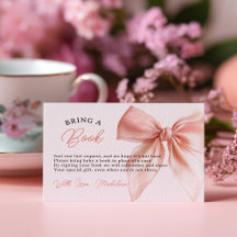 Blush Pink Coquette Bow Breng een boek Baby shower