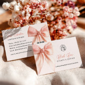 Blush Pink Coquette Bow Elegant Evenementen Design Visitekaartje