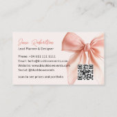 Blush Pink Coquette Bow Elegant Evenementen Design Visitekaartje (Achterkant)