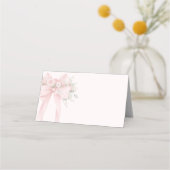 Blush Pink Coquette Bow Floral Plaatskaartje (Voorkant)