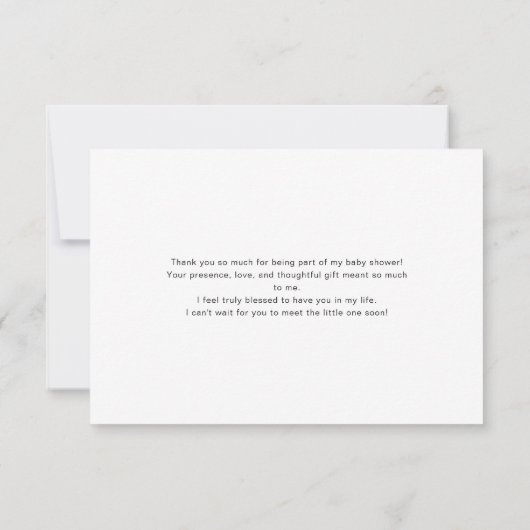 Blush Pink Coquette Bow Modern Baby shower Bedankkaart (Achterkant)