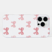 Blush Pink Coquette Bow Pattern Elegant Phone Case iPhone Hoesje (Achterkant horizontaal)