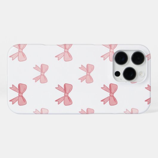 Blush Pink Coquette Bow Pattern Elegant Phone Case iPhone Hoesje (Achterkant horizontaal)