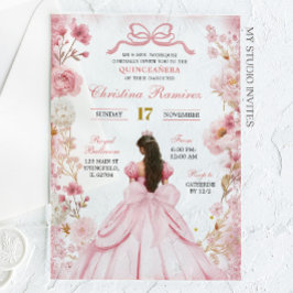 Blush Pink Coquette Bow Princess Quinceanera Acryl Uitnodigingen