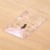 Blush Pink Coquette Bow Princess Quinceanera Acryl Uitnodigingen (Laagn)