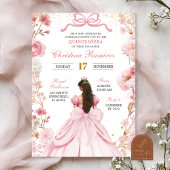Blush Pink Coquette Bow Princess Quinceanera Kaart