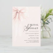 Blush Pink Coquette Bow Vrijgezellenfeest Kaart (Staand voorkant)