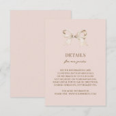 Blush Pink Coquette Bow Wedding Details Informatiekaartje (Voorkant / Achterkant)