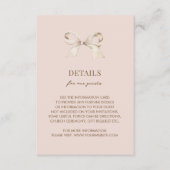 Blush Pink Coquette Bow Wedding Details Informatiekaartje (Voorkant)