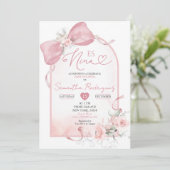 Blush Pink Coquette Floral Es Nina Baby shower Kaart (Staand voorkant)