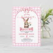 Blush Pink Coquette Little Bunny Baby Shower Kaart (Staand voorkant)
