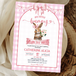 Blush Pink Coquette Little Bunny Baby Shower Kaart
