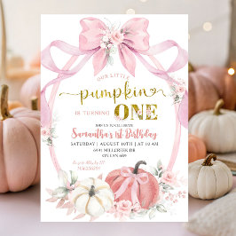 Blush Pink Coquette Little Pumpkin Girl Verjaardag Kaart