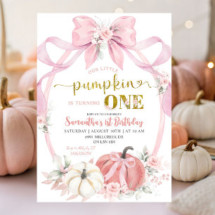 Blush Pink Coquette Little Pumpkin Girl Verjaardag Kaart