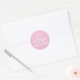 Blush Pink Coquette Modern handgetekende Baby show Ronde Sticker