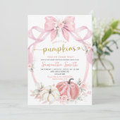 Blush Pink Coquette Pumpkin Twins Baby shower Kaart (Staand voorkant)