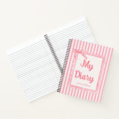 Blush Pink Coquette Stripes Bow Monogramed Dagboek Notitieboek (Binnen)