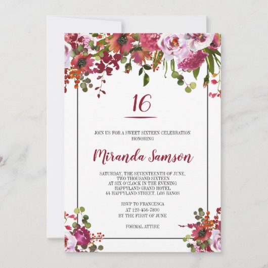 Blush Pink Coral Floral Birthday Invitation Kaart (Voorkant)