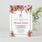 Blush Pink Coral Floral Birthday Invitation Kaart (Staand voorkant)