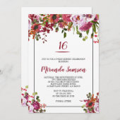 Blush Pink Coral Floral Birthday Invitation Kaart (Voorkant / Achterkant)