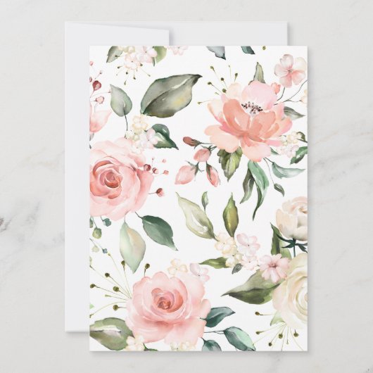 Blush Pink Coral Flowers & Gold Lijst Weddenschap Kaart (Achterkant)