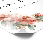 Blush Pink Coral Peony Wedding Guest Book Sign Foto Afdruk (Hoek)
