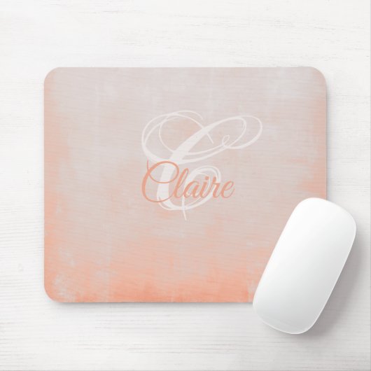 Blush Pink Coral rustige Abstracte monogram Muismat (Met muis)