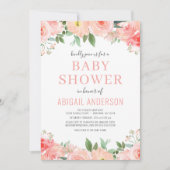 Blush Pink Coral Waterverf Baby shower Uitnodiging (Voorkant)